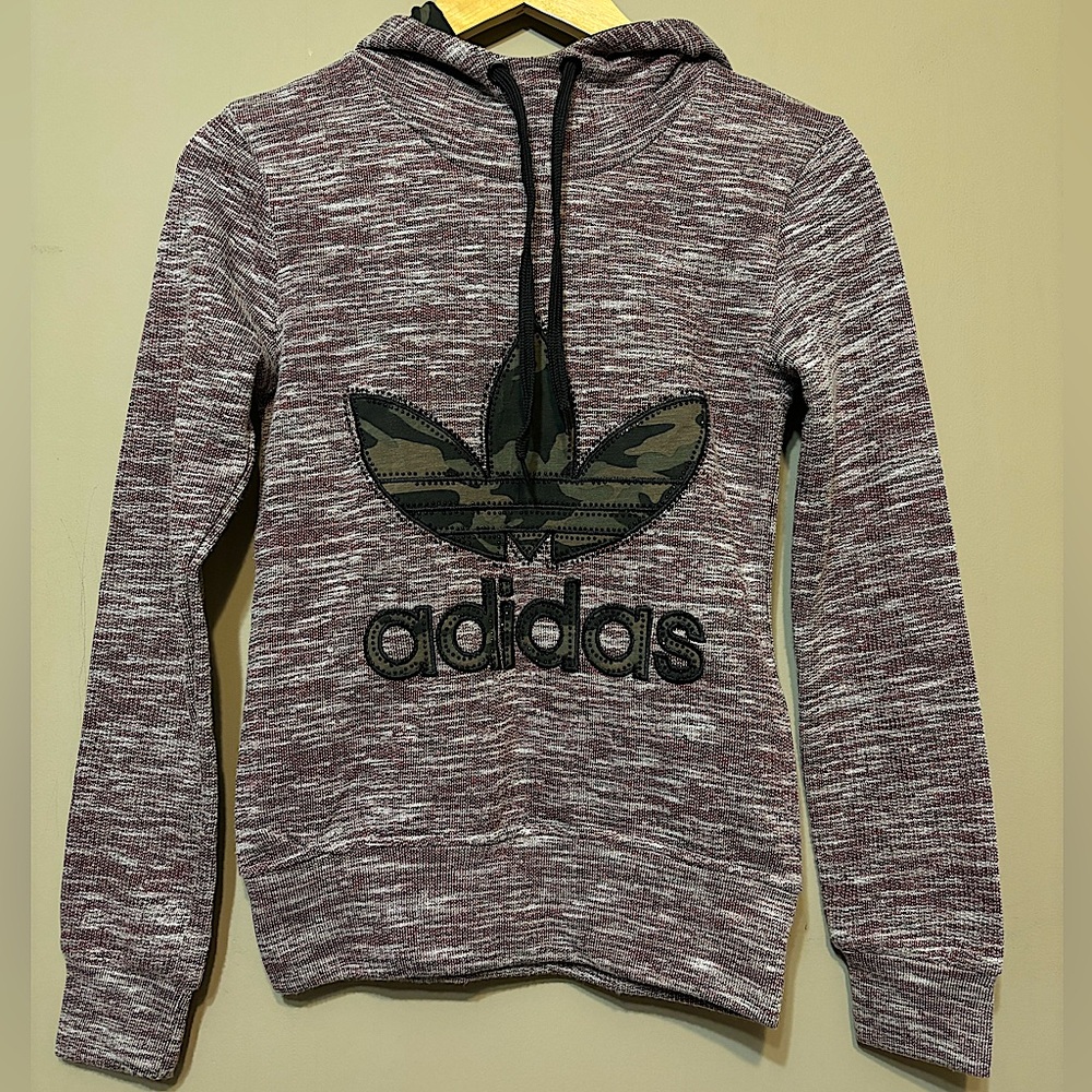 ADIDAS Pullover Hoodie Sequin Camo Logo Sweatshirt